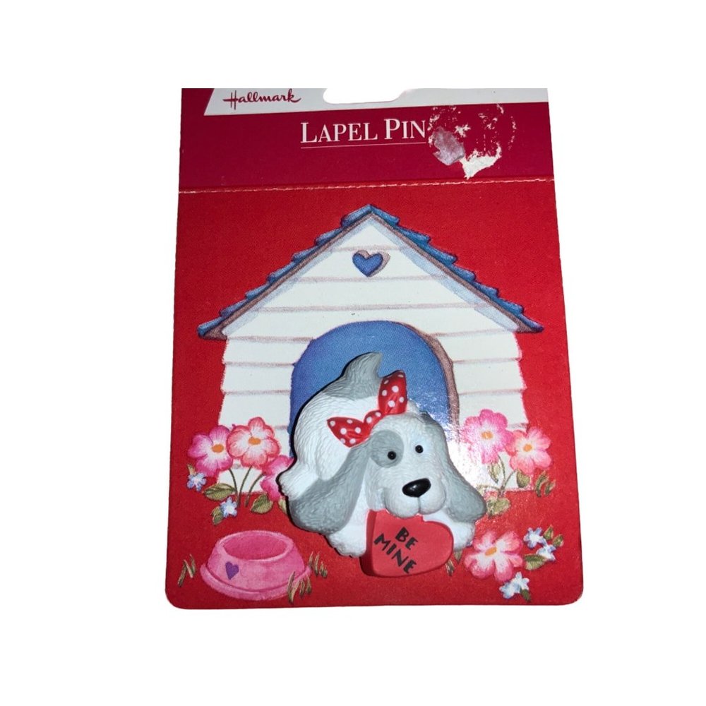 Hallmark Valentines Day Puppy Pin UNUSED Vintage